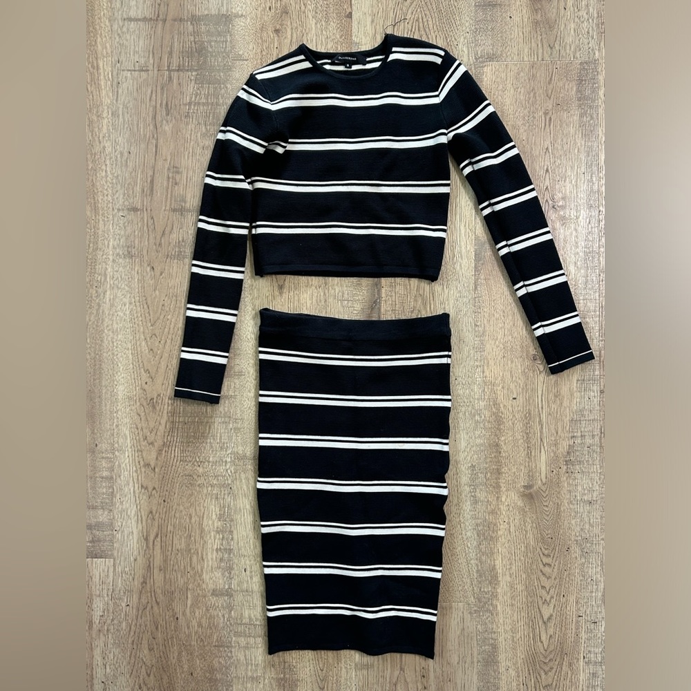 Matching stripe skirt and crop top set